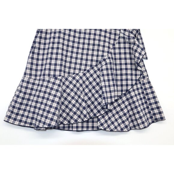 Y2K Vintage Earth Music & Ecology Gingham Wrap Skirt Ruffle Hem Sz M Cottagecore - Picture 7 of 13